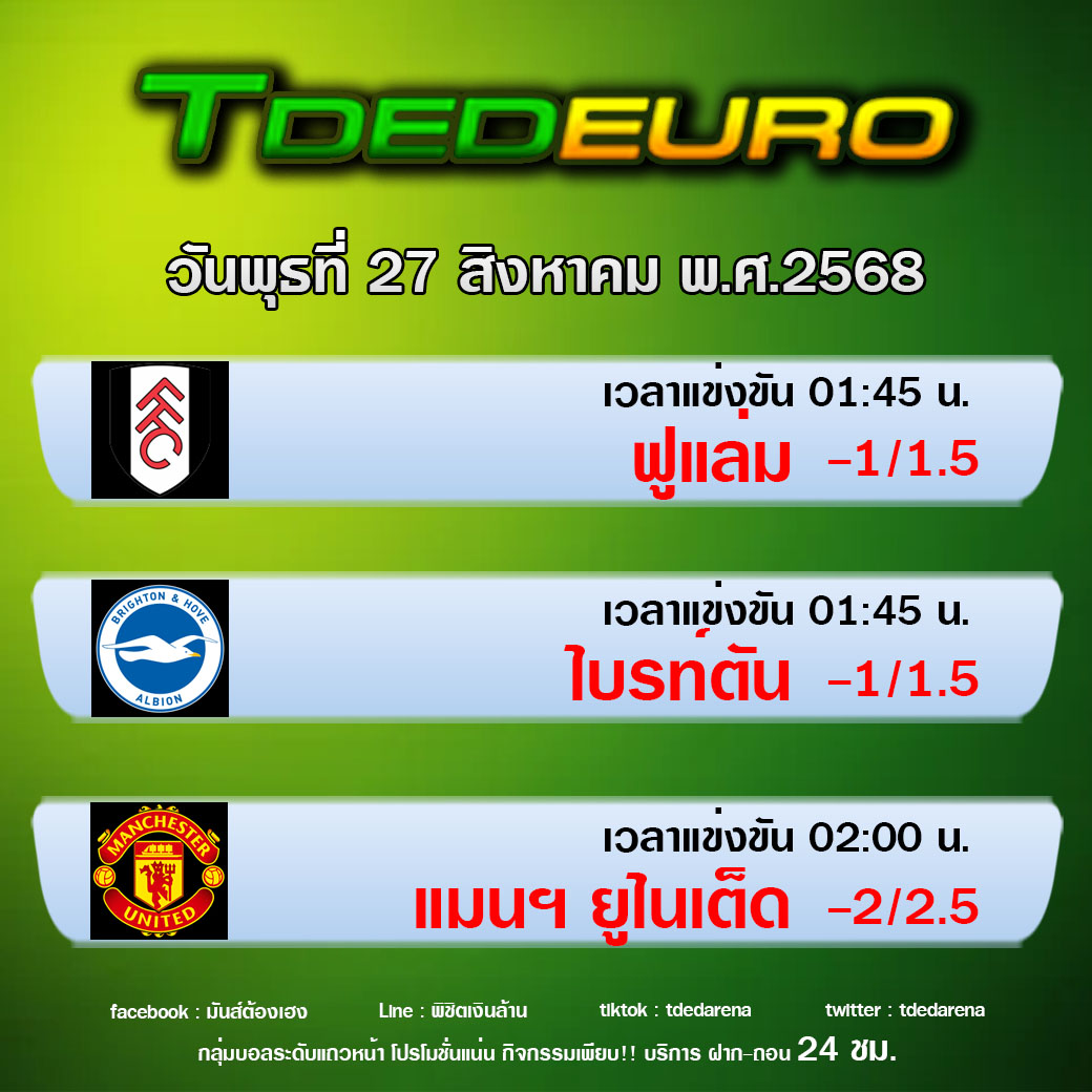 TDEDEURO : ทีเด็ดบอลชุด ทีเด็ดสเต็ปเทพ