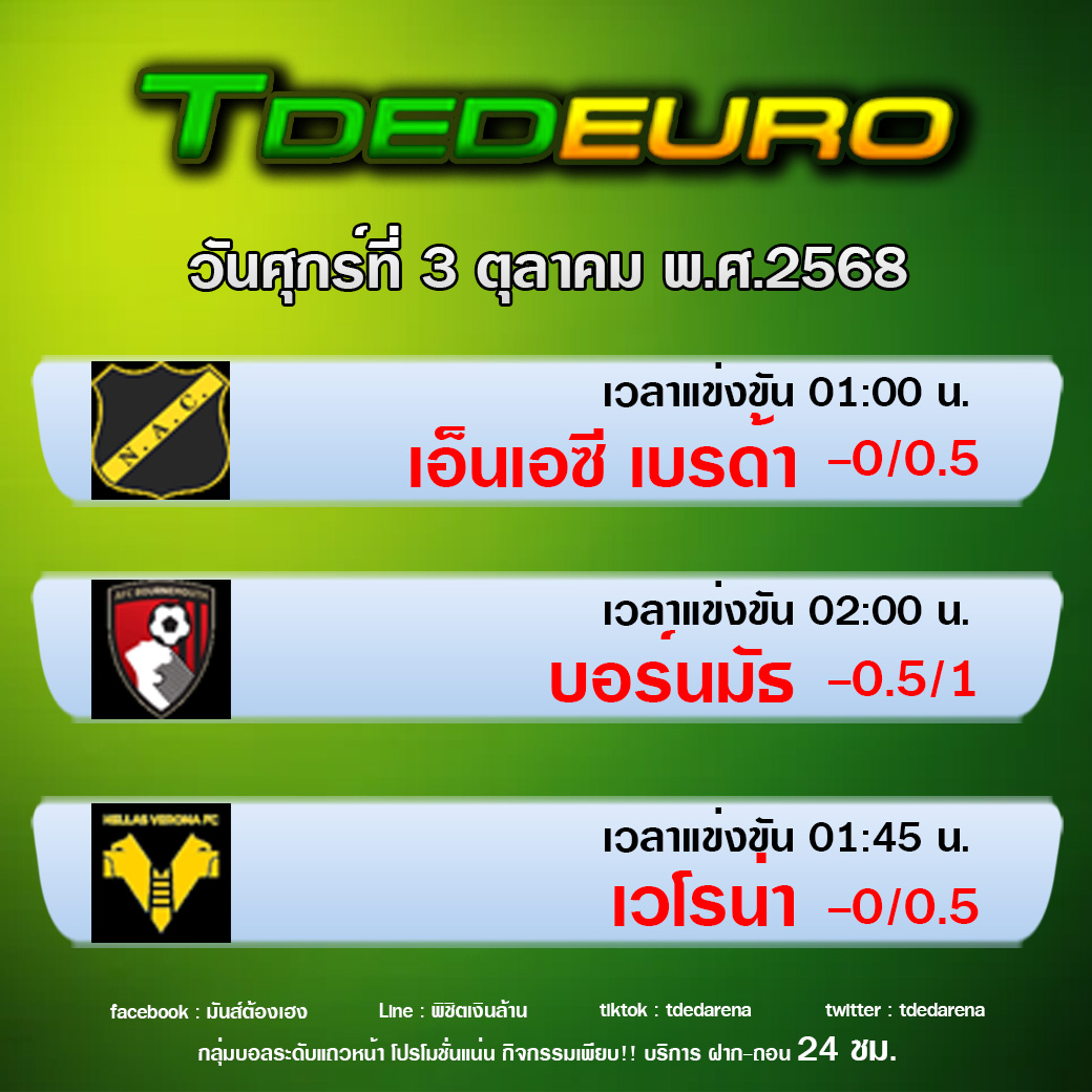TDEDEURO : ทีเด็ดบอลชุด ทีเด็ดสเต็ปเทพ